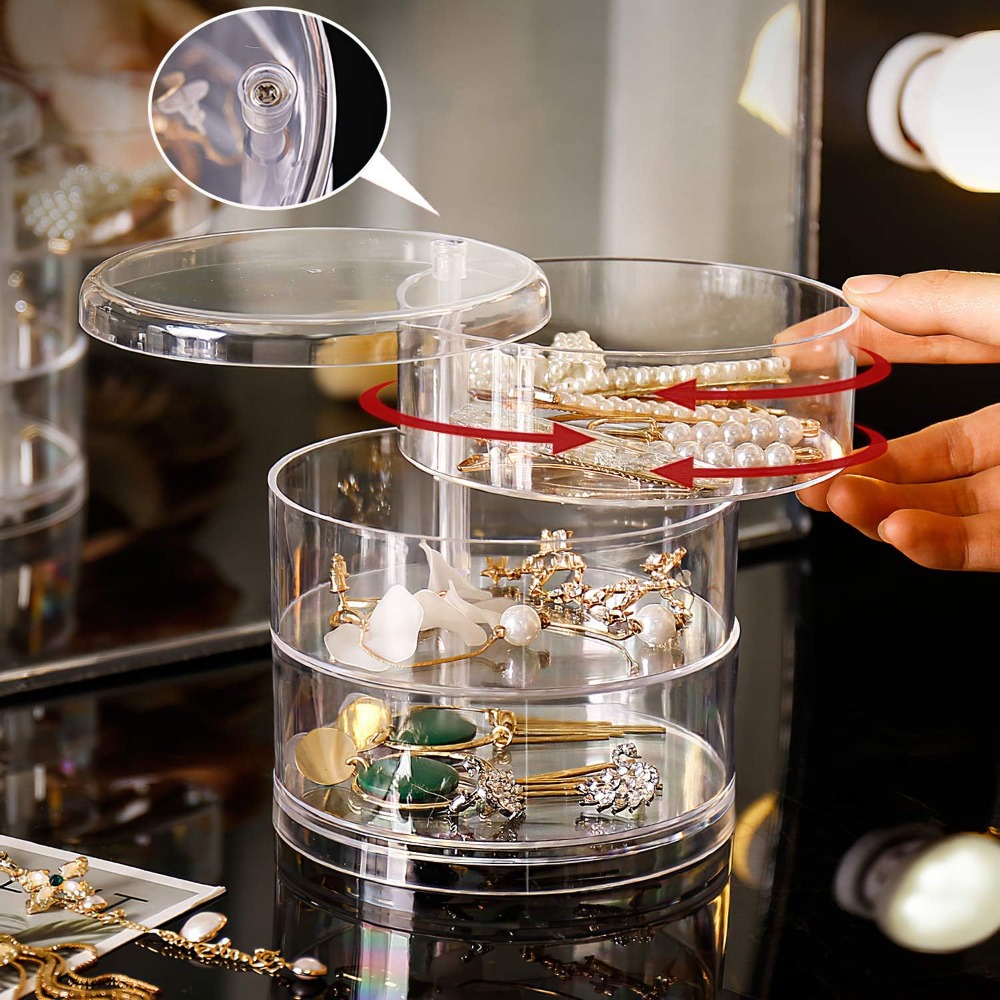 Jewelry & Watches Vitopoulos - 360 Rotating Jewelry Organizer Clear Plastic