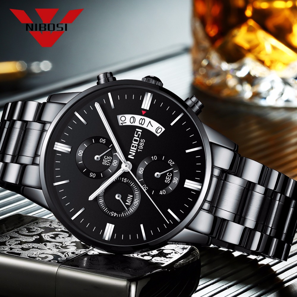 NIBOSI Stainless Steel Black Q - Jewelry Inspired Watches ulasan dan harga