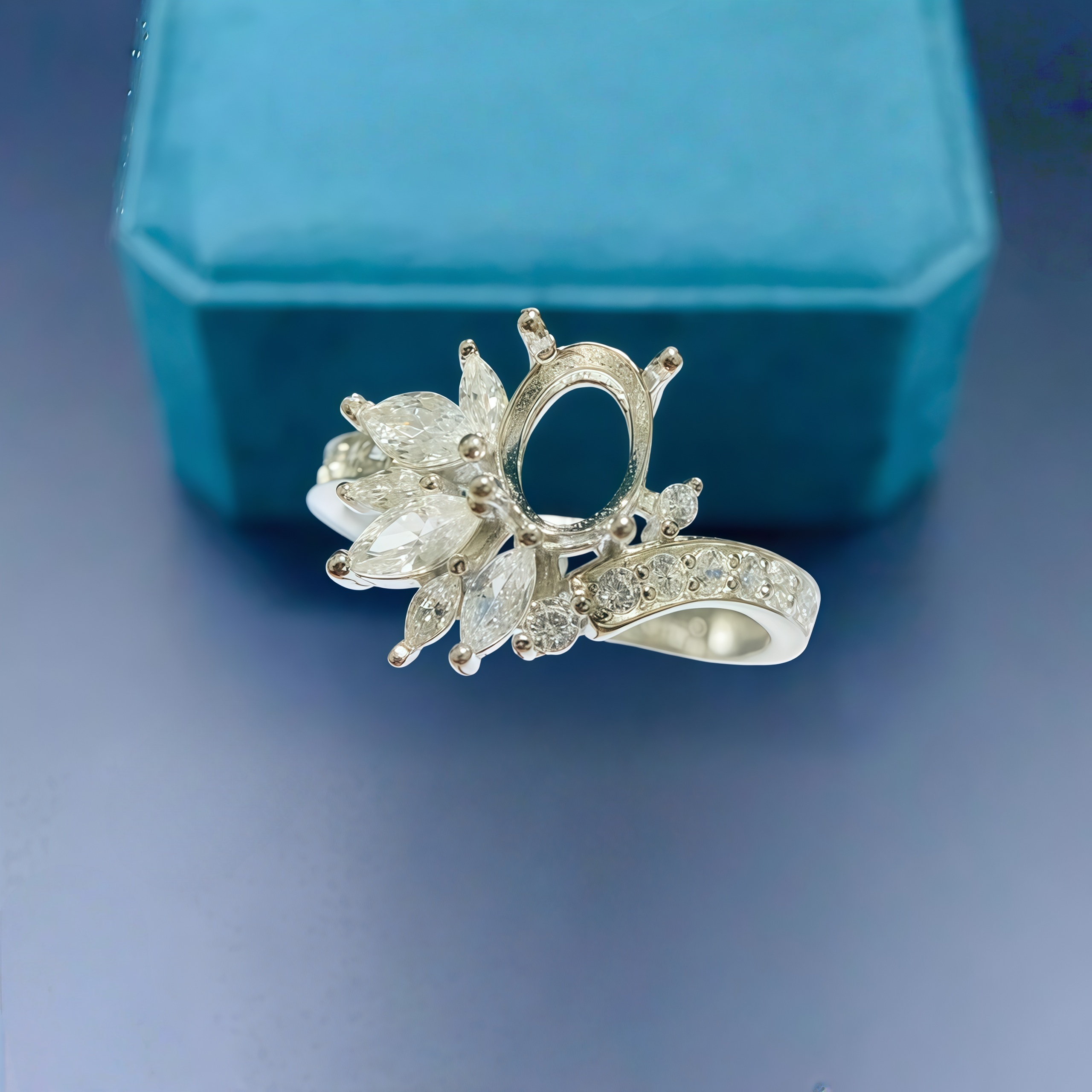 Setting 5*7mm Oval Stone Fashi - Sterling Silver Ring ulasan dan harga