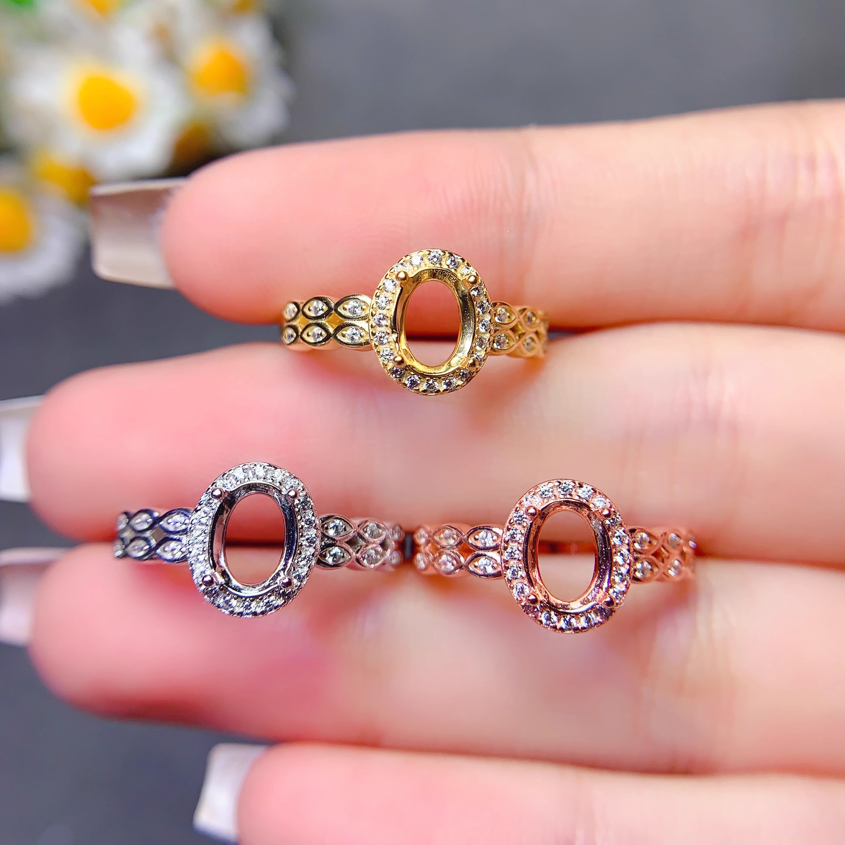 Setting 4*5/5*7mm Ellipse Ston - Sterling Silver Ring ulasan dan harga