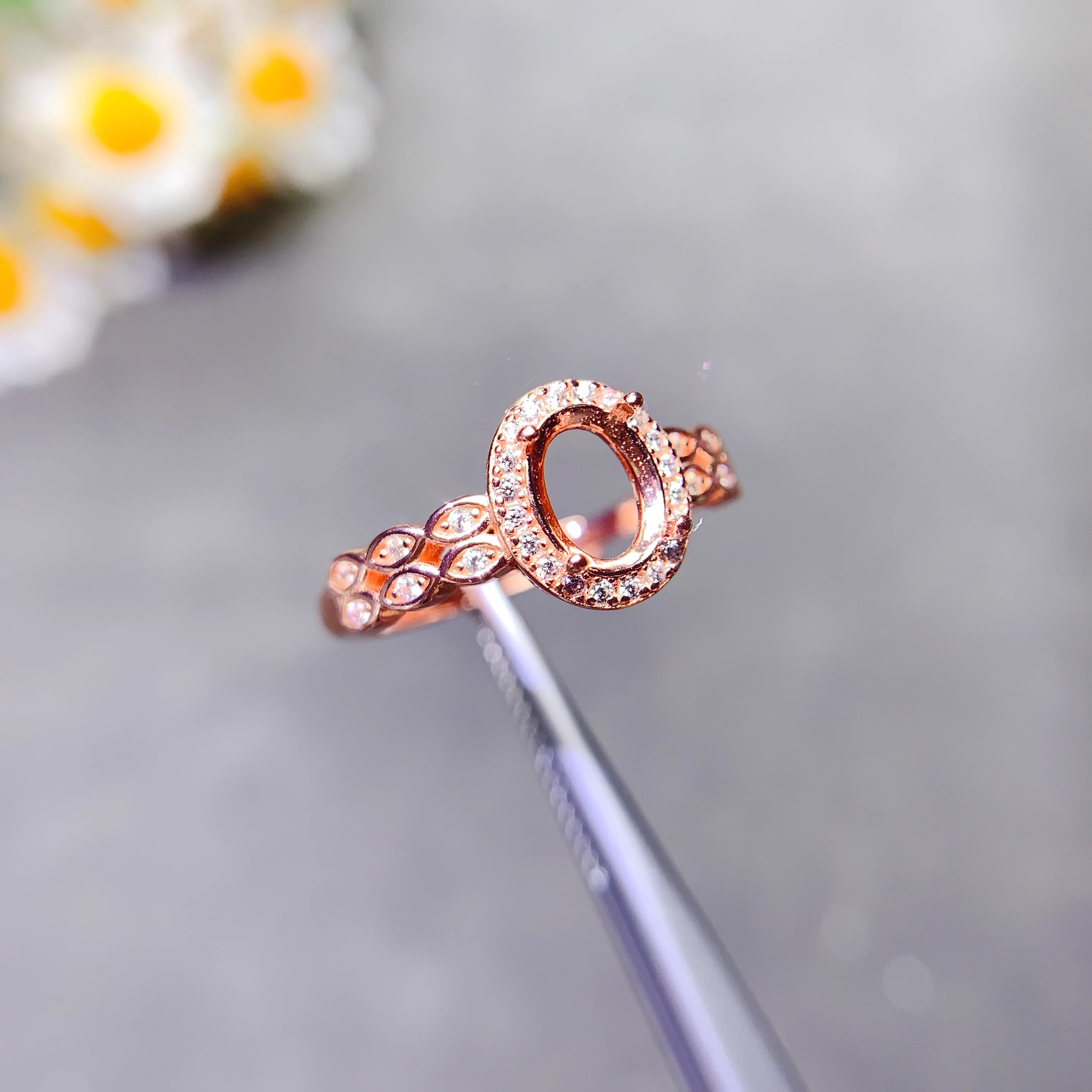 Setting 4*5/5*7mm Ellipse Ston - Sterling Silver Ring ulasan dan harga