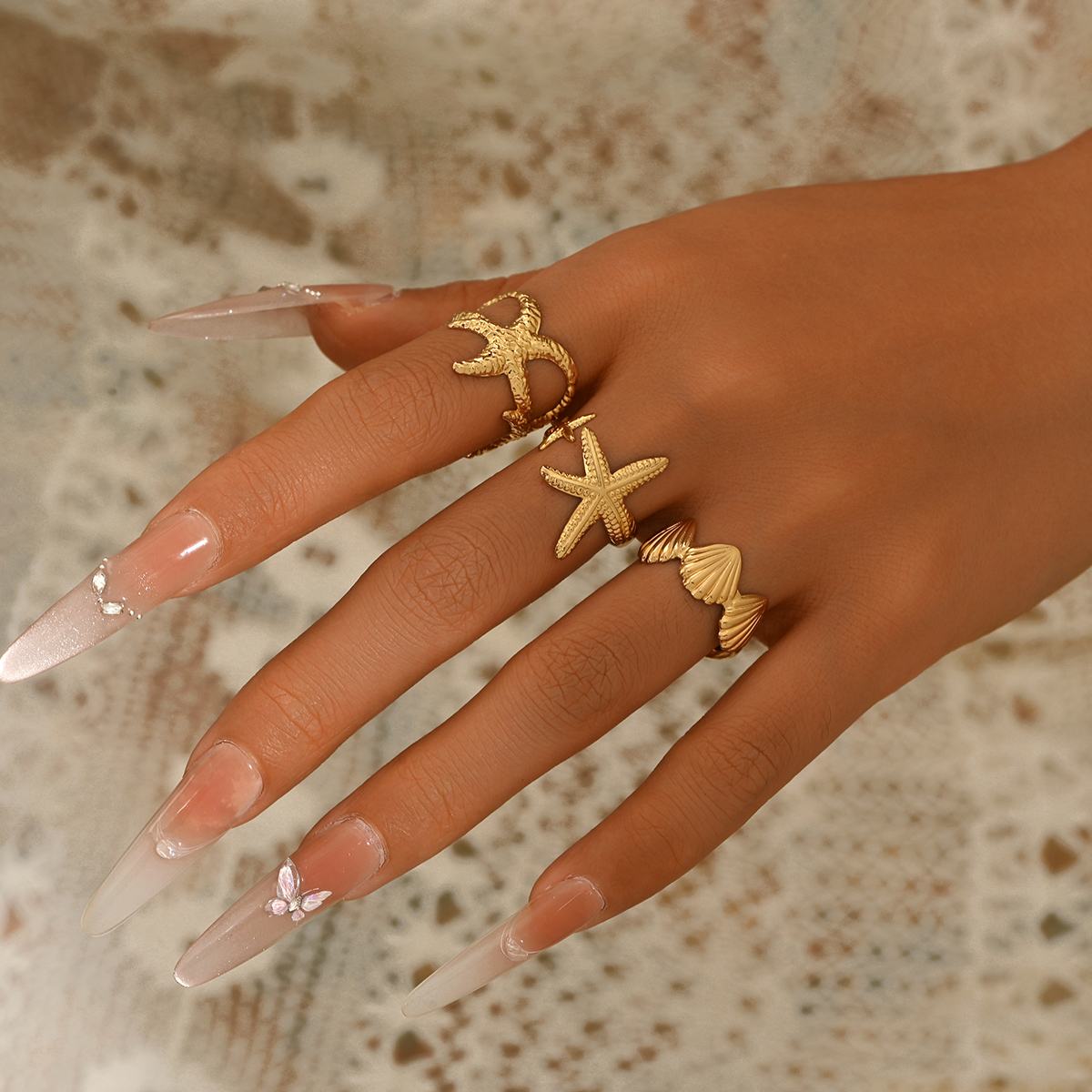 3Pcs/Set Gold Color Starfish S - Jewelry & Watches Vitopoulos ulasan dan harga