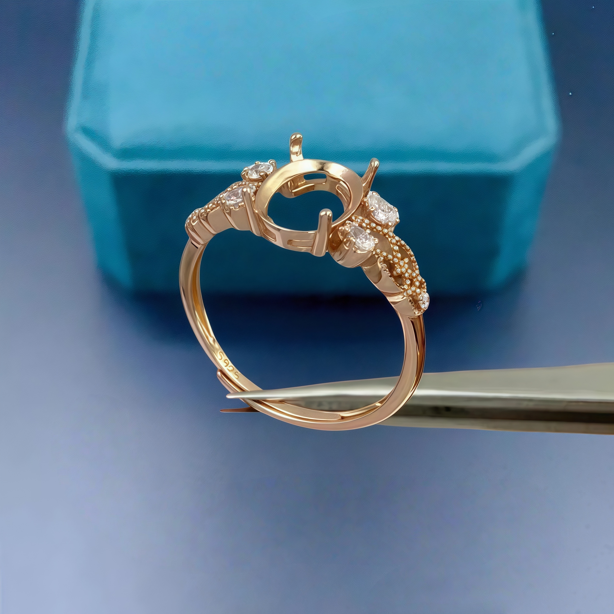 DIY Empty Ring Holder S925 Ste - Sterling Silver Ring ulasan dan harga