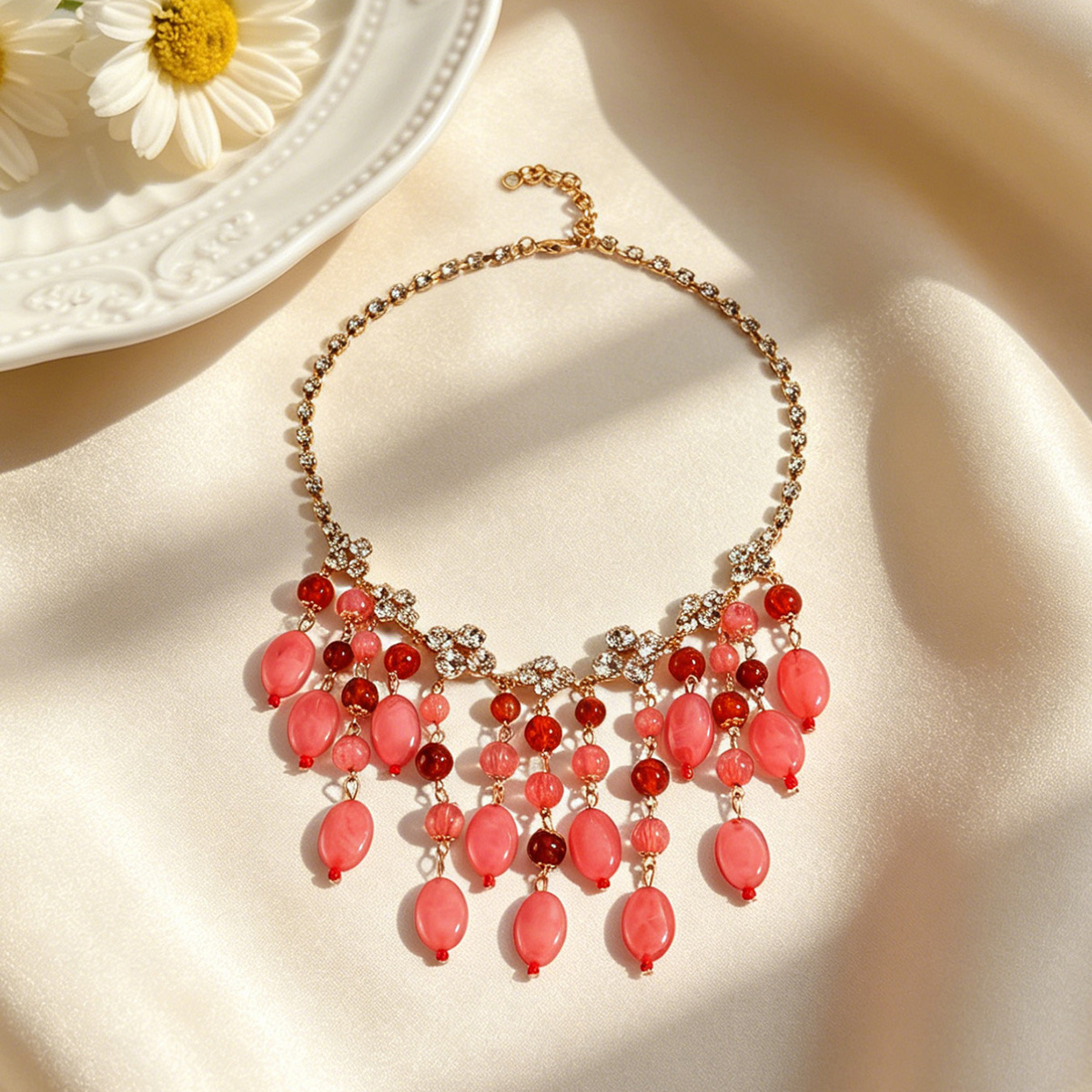 Trendy Pink Red Teardrop Beade - Jewelry & Watches Vitopoulos ulasan dan harga