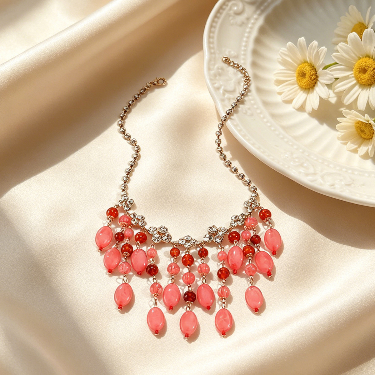 Trendy Pink Red Teardrop Beade - Jewelry & Watches Vitopoulos ulasan dan harga