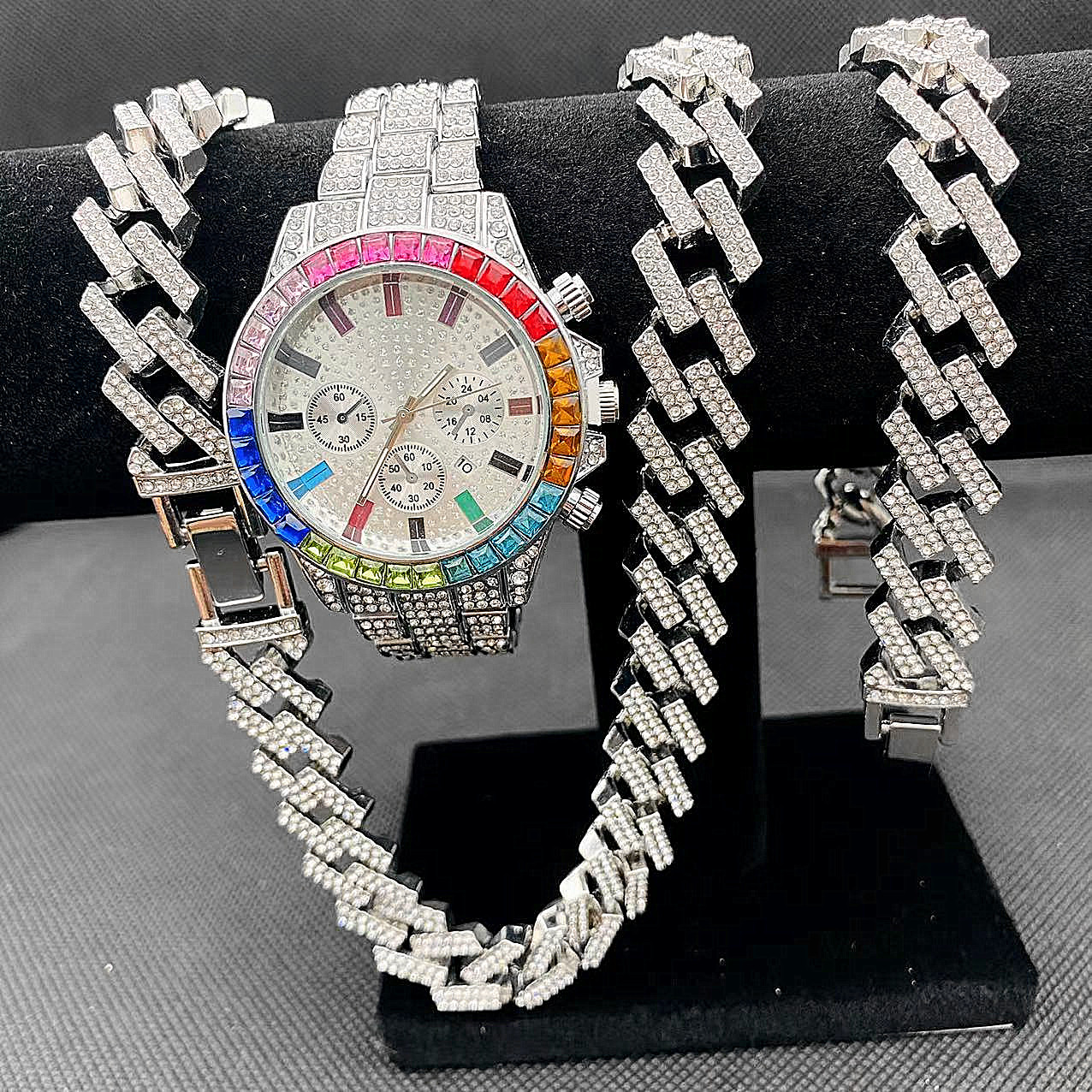 3PCS Hip Hop Mens Women Jewelr - Best Jewelry Watches For Men ulasan dan harga