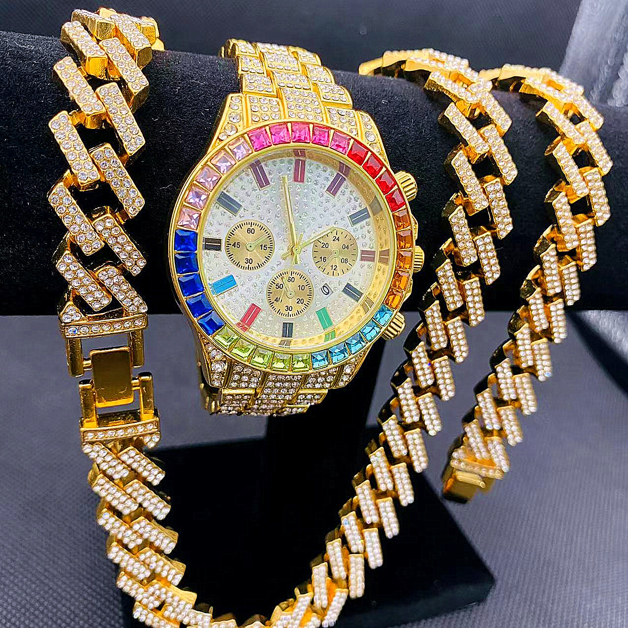3PCS Hip Hop Mens Women Jewelr - Best Jewelry Watches For Men ulasan dan harga