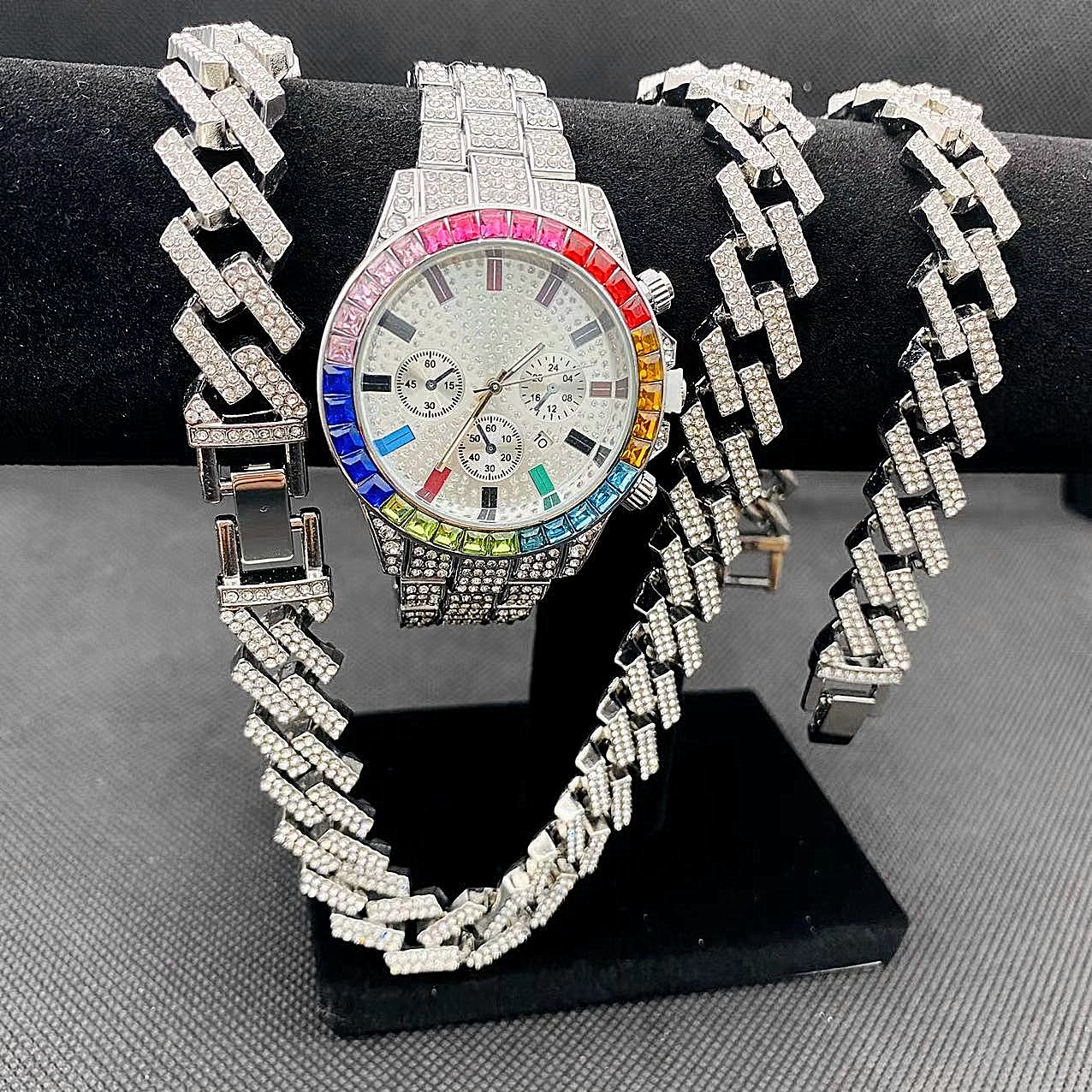 3PCS Hip Hop Mens Women Jewelr - Best Jewelry Watches For Men ulasan dan harga